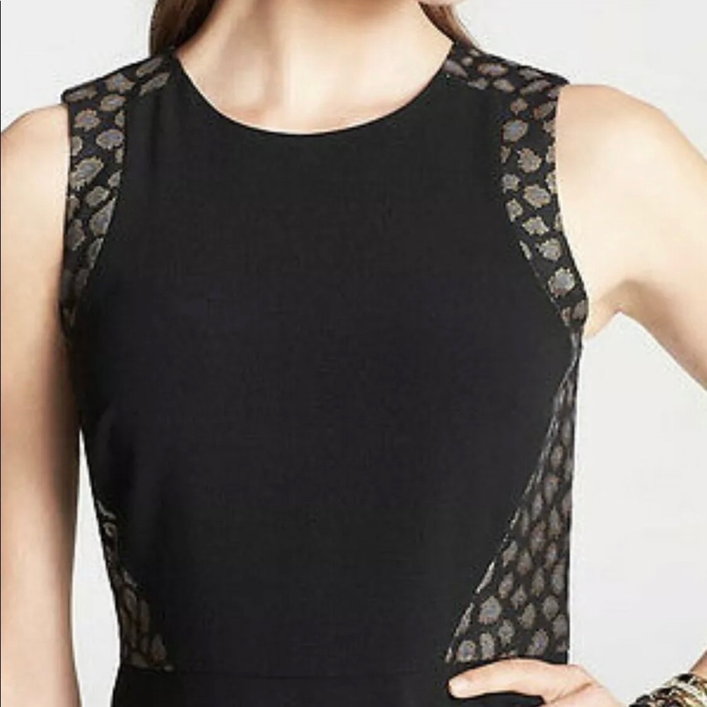 NWT Ann Taylor metallic leopard black sheath dress workwear - Picture 2 of 8